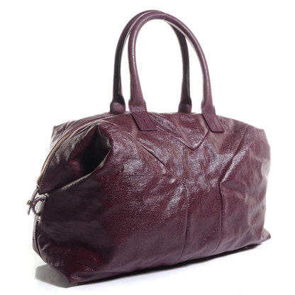 Saint Laurent Coated Linen Medium Easy Sac Burgundy 3 of 8