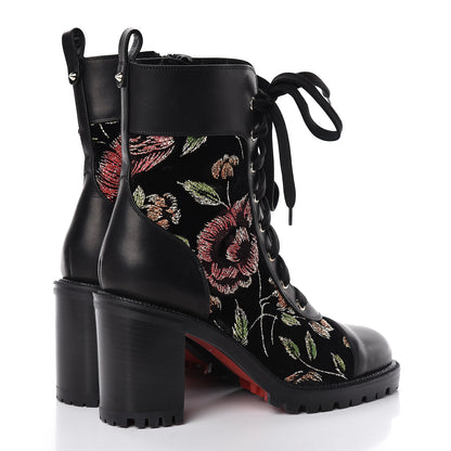 Christian Louboutin Velvet Floral Embroidered TS Croc 70 Boots 38.5 Black 4 of 8