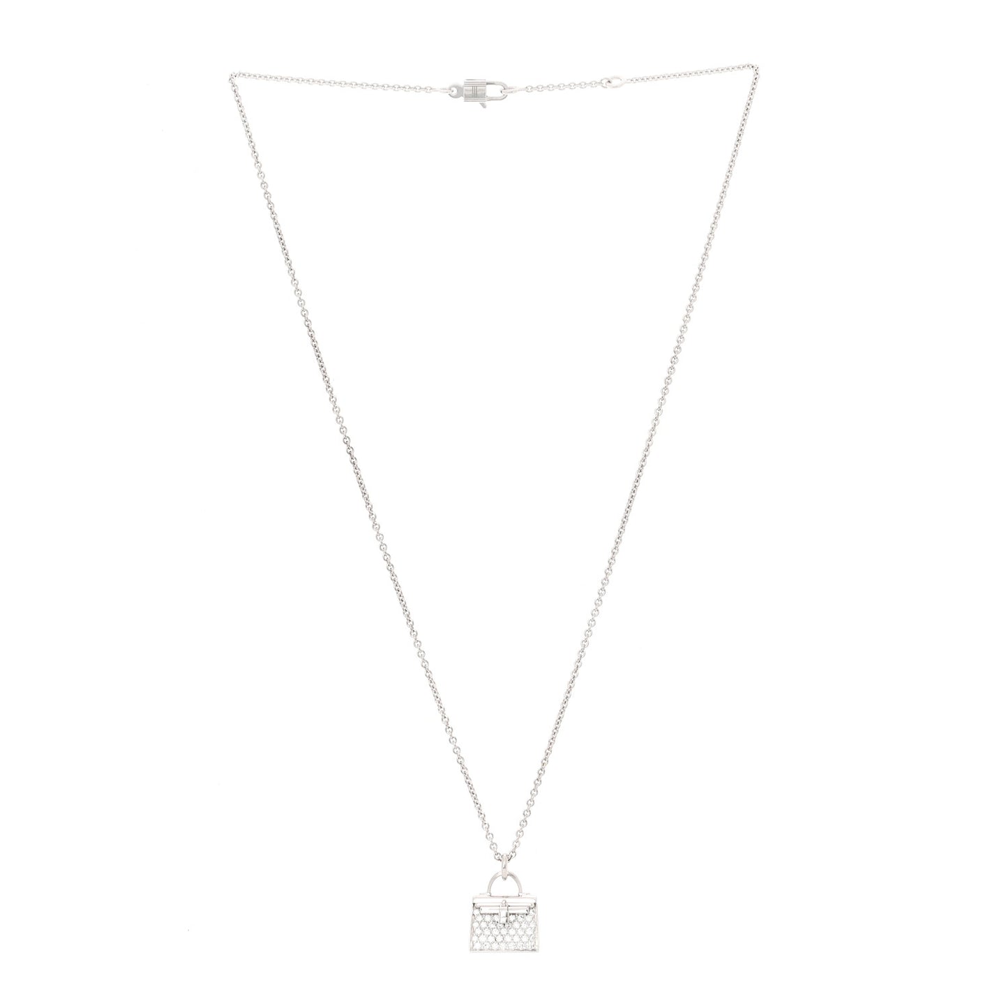 18K White Gold Diamond Kelly Amulette Pendant Necklace