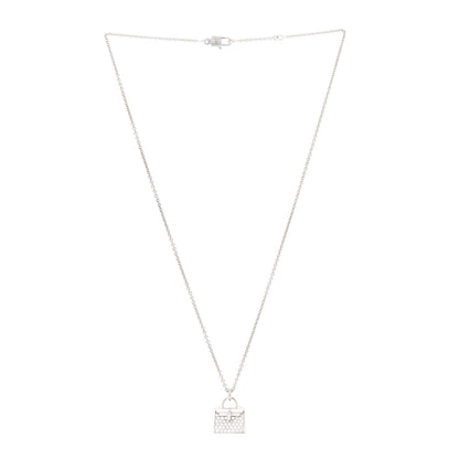 Hermes 18K White Gold Diamond Kelly Amulette Pendant Necklace 3 of 6
