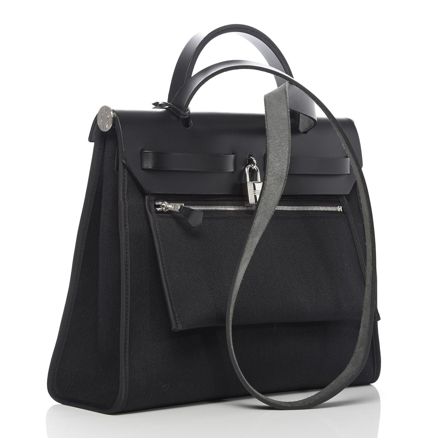 Hermes Military Toile Vache Hunter Herbag Zip PM 31 Black 3 of 10