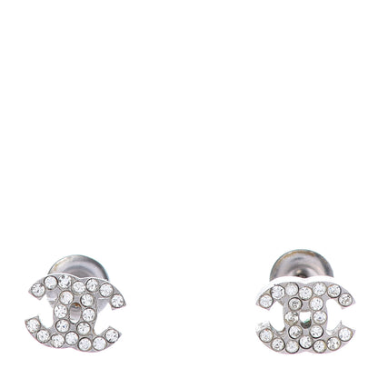Chanel Crystal Mini Timeless CC Earrings Silver 1 of 5