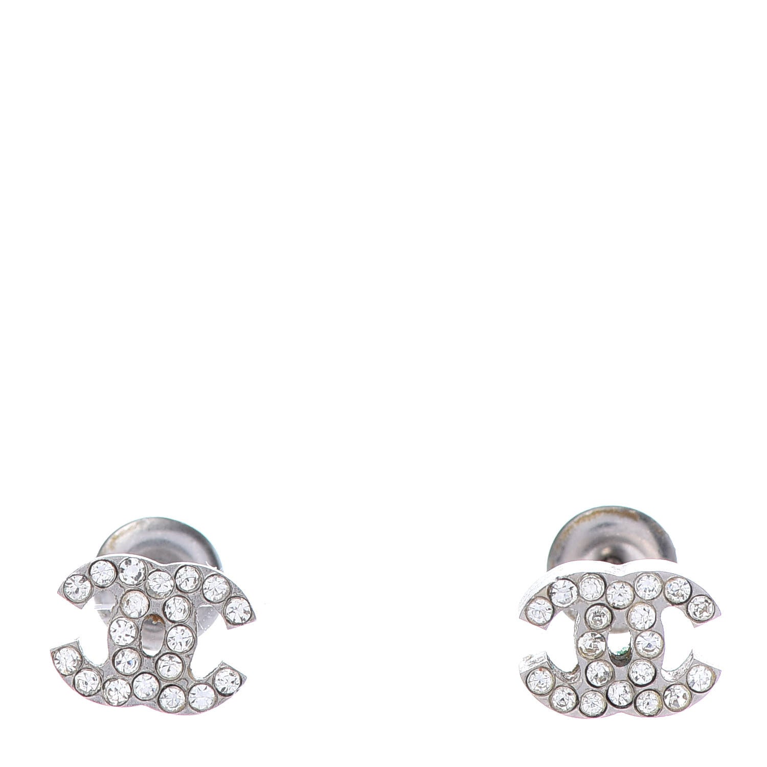 Chanel Crystal Mini Timeless CC Earrings Silver 1 of 5