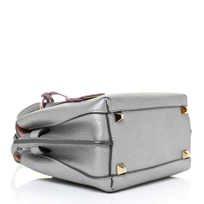 MCM Metallic Grained Calfskin Mini Milla Tote Spike Silver 4 of 21