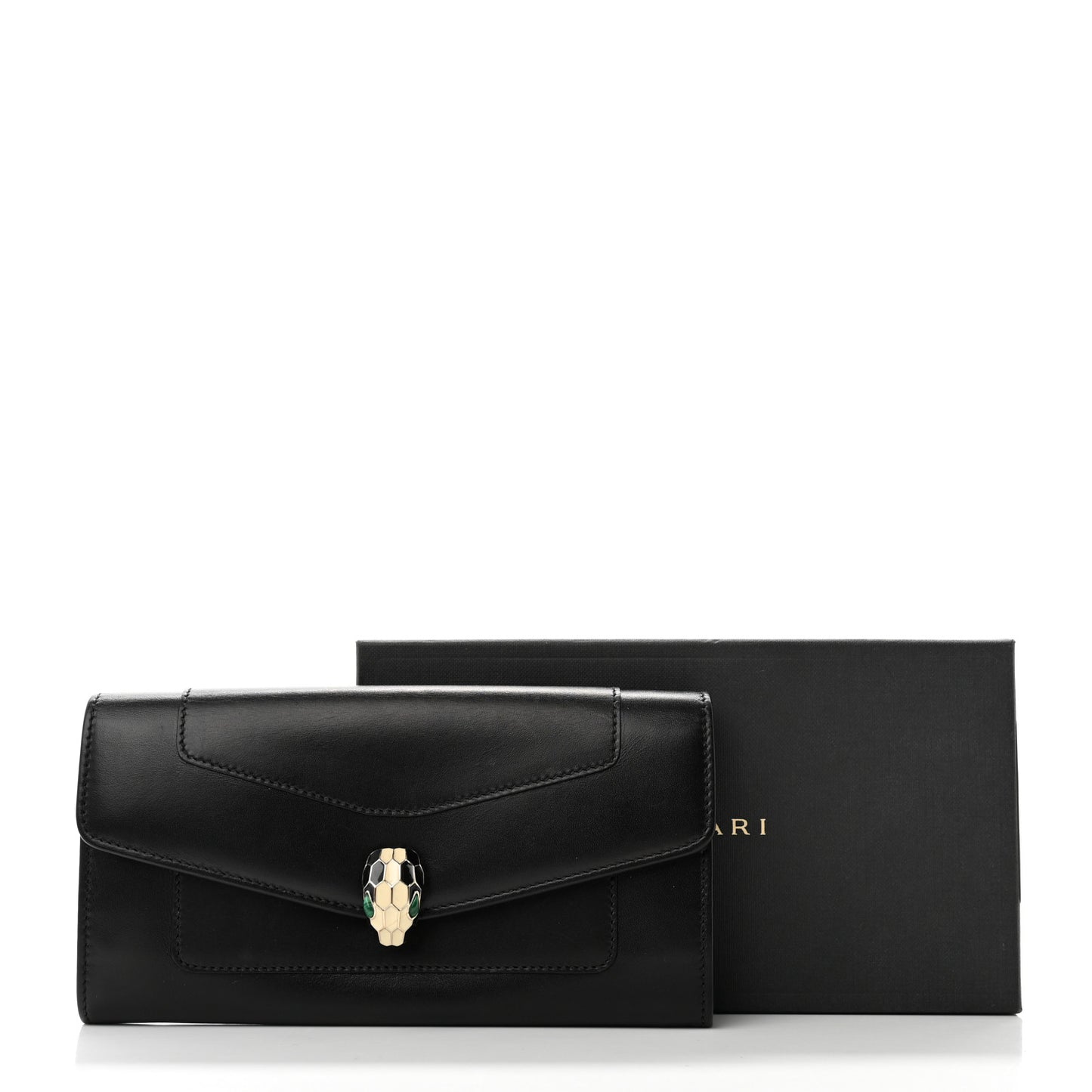 Calfskin Serpenti Forever Wallet Black