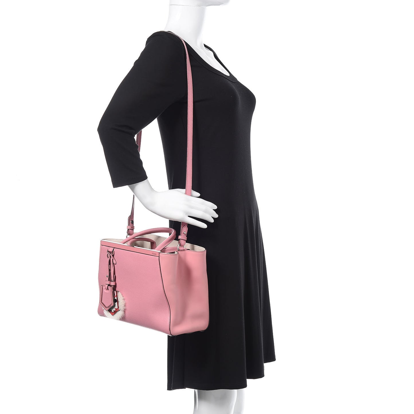 Vitello Elite Flamingo Mink Monster Charm Petite 2Jours Tote Pink Multicolor