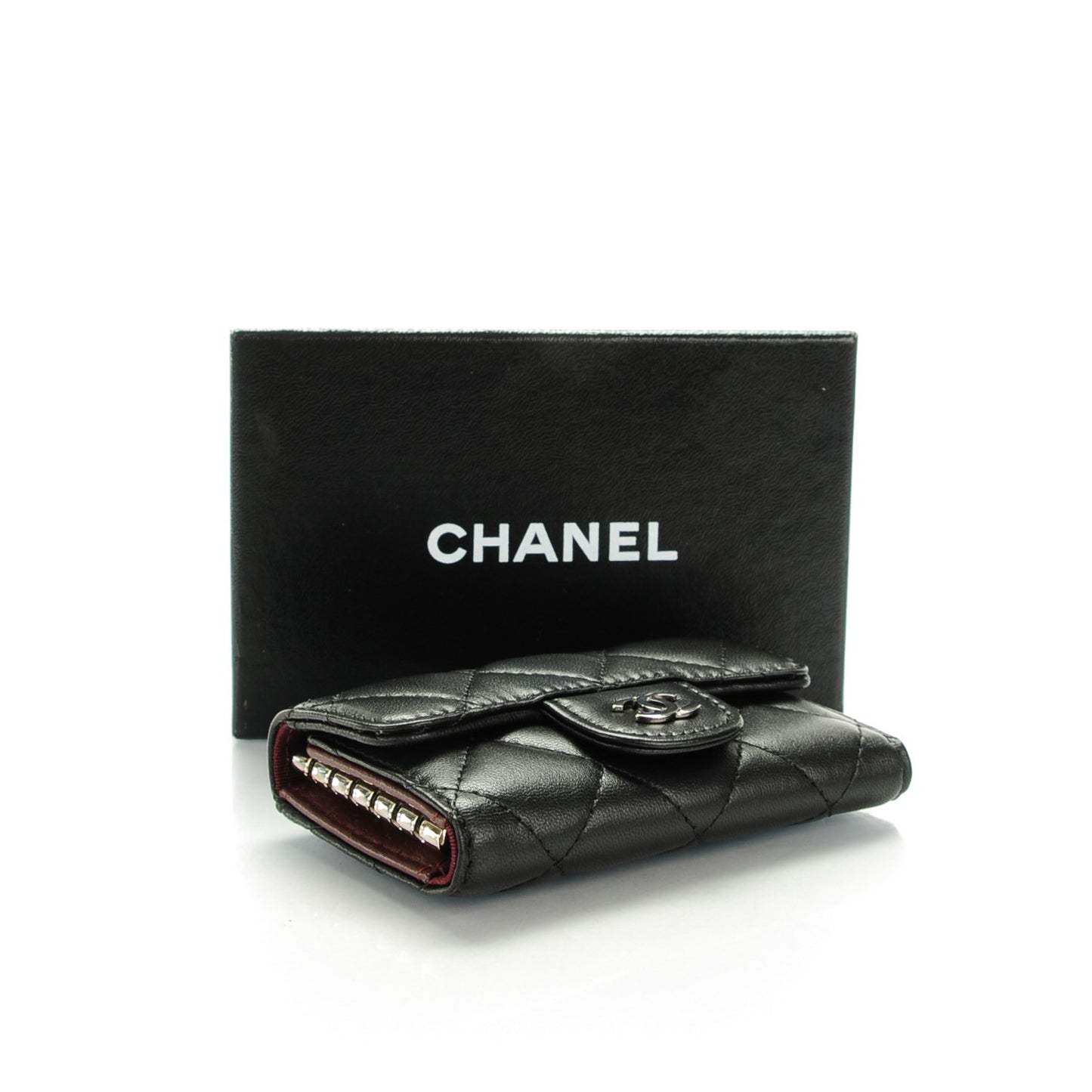 Lambskin Quilted 6 Key Holder Black