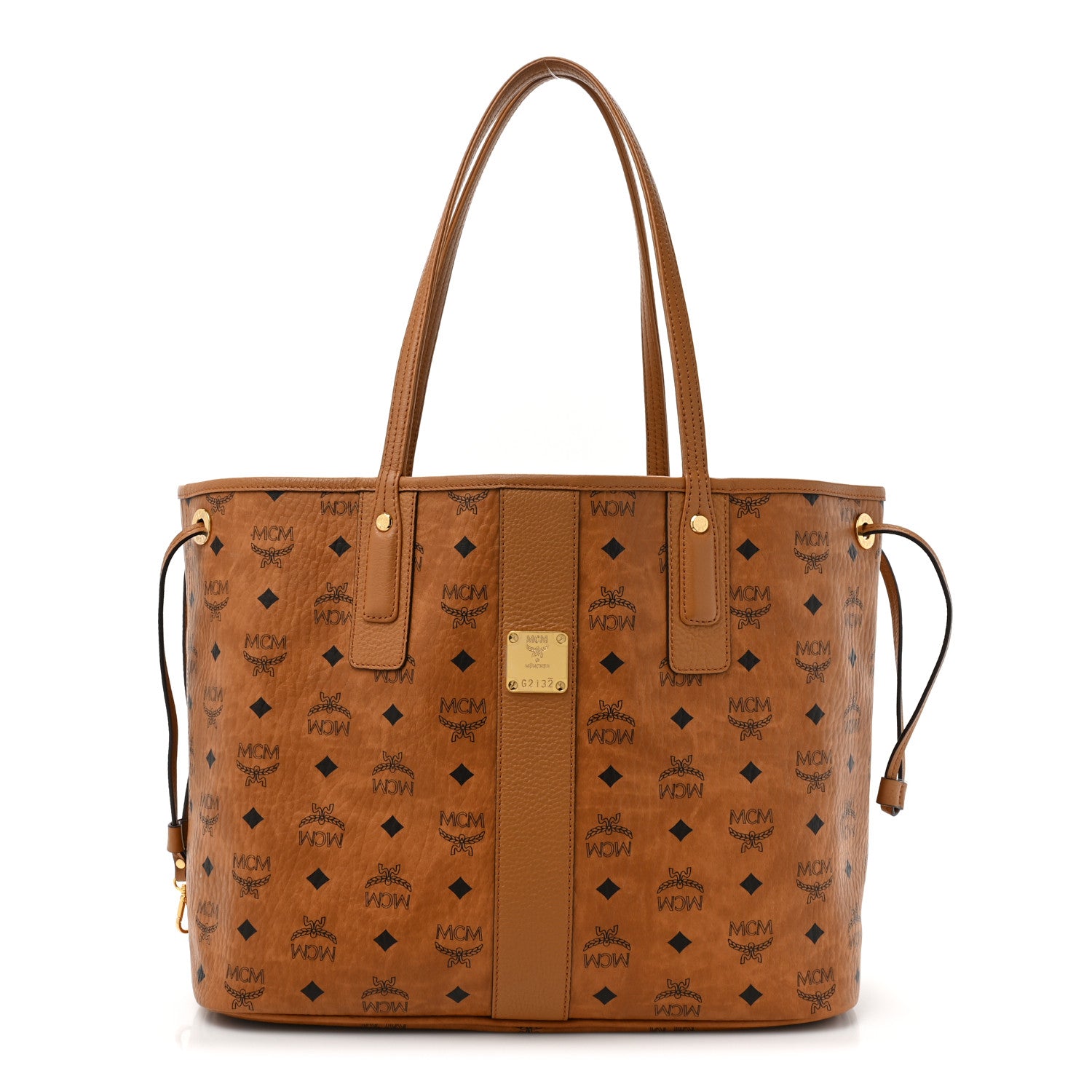 MCM Visetos Medium Liz Reversible Shopper Tote Cognac 1 of 17