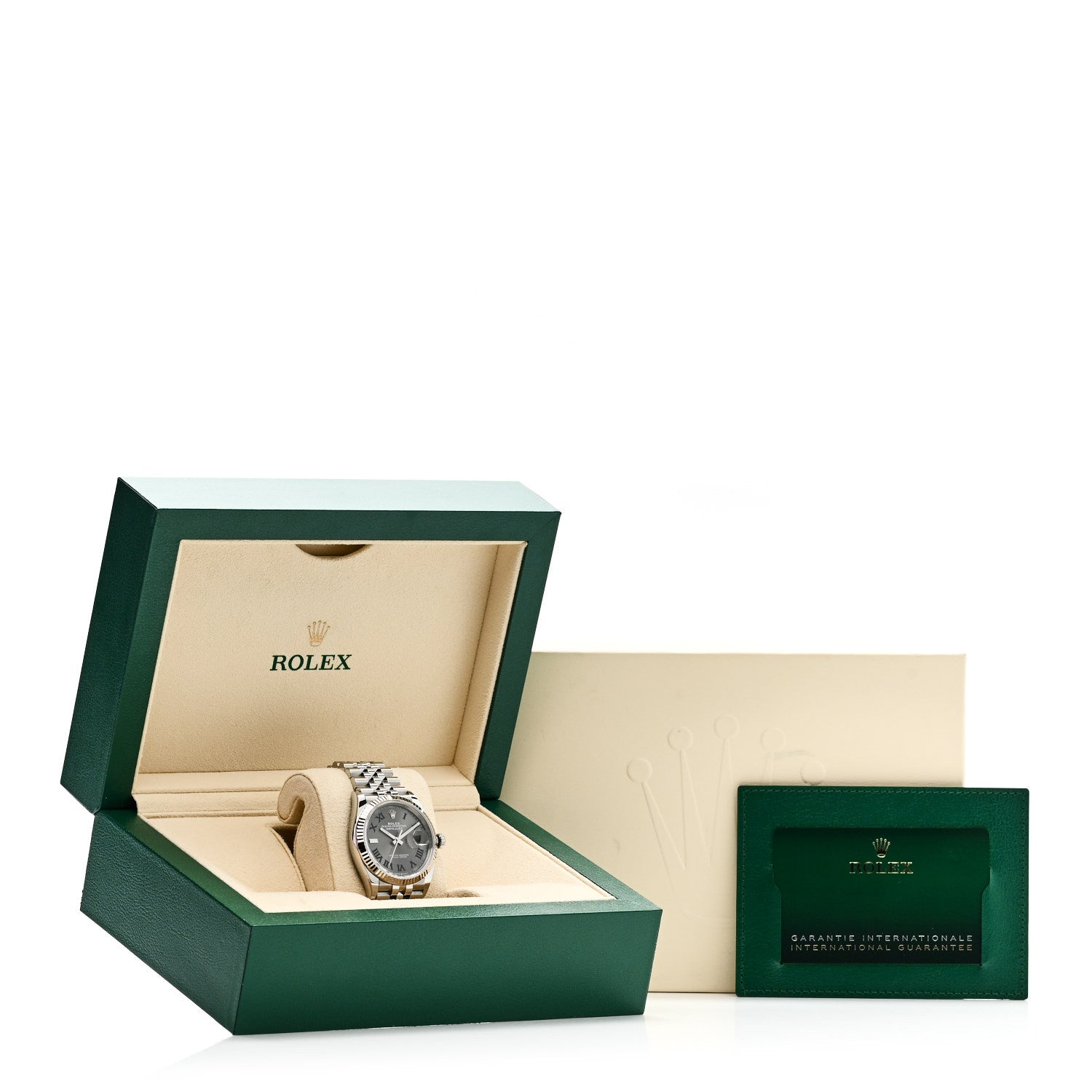 Rolex Stainless Steel 18K White Gold 36mm Oyster Perpetual Wimbledon Datejust Watch Slate 126234 5 of 5