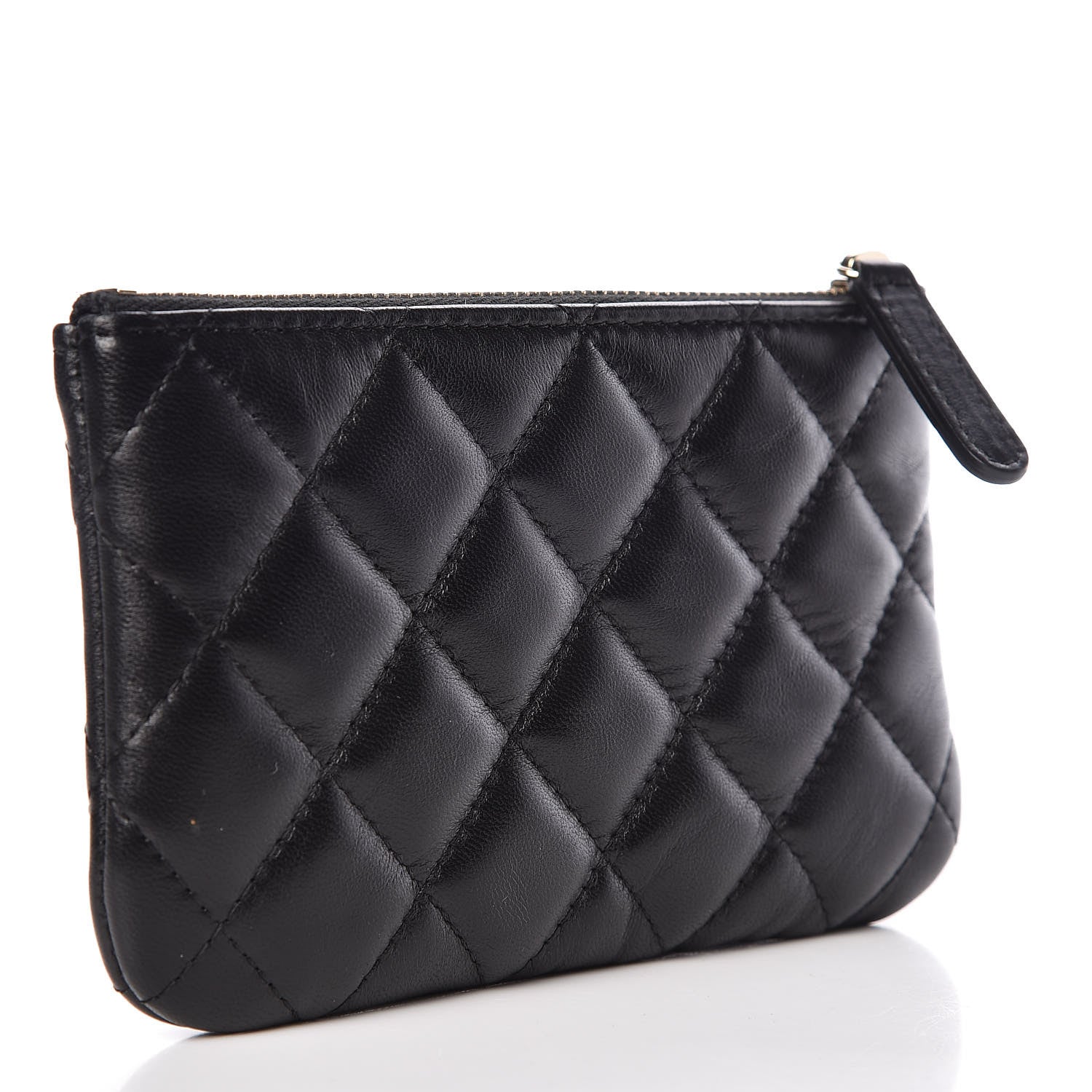 Chanel Lambskin Quilted Small Camellia Cosmetic Pouch Black White 3 of 7