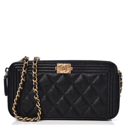 Chanel Caviar Quilted Small Boy Clutch With Chain Black 1 of 9