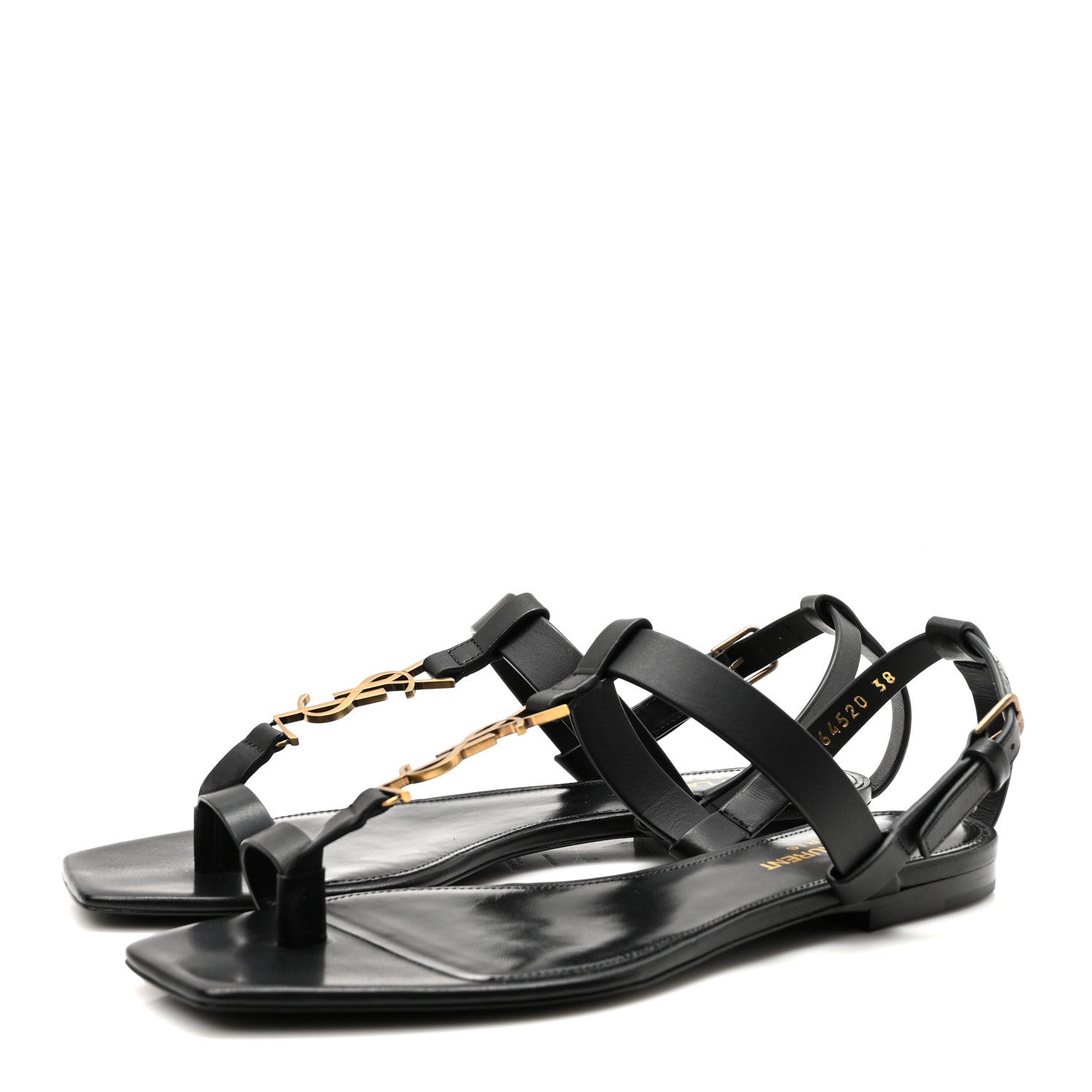 Saint Laurent Calfskin Cassandra Monogram Sandals 38 Black 4 of 10