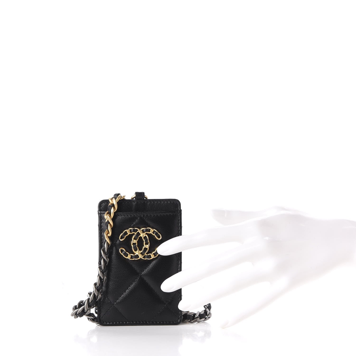 Chanel Goatskin Quilted 19 Card Holder On Chain Black 2 of 7