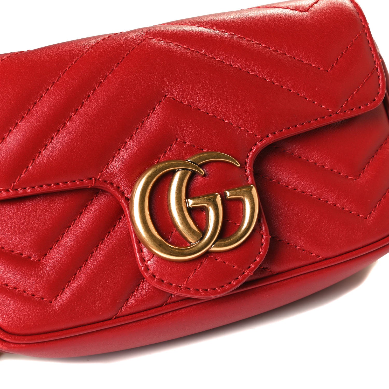 Gucci Calfskin Matelasse Super Mini GG Marmont Shoulder Bag Hibiscus Red 7 of 8