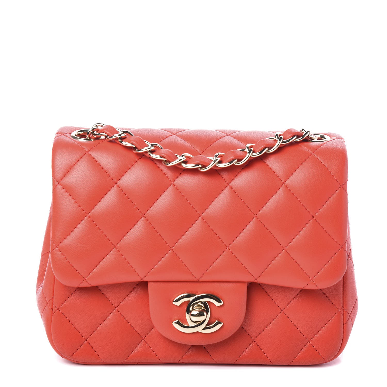 Chanel Lambskin Quilted Mini Square Flap Dark Red 1 of 10
