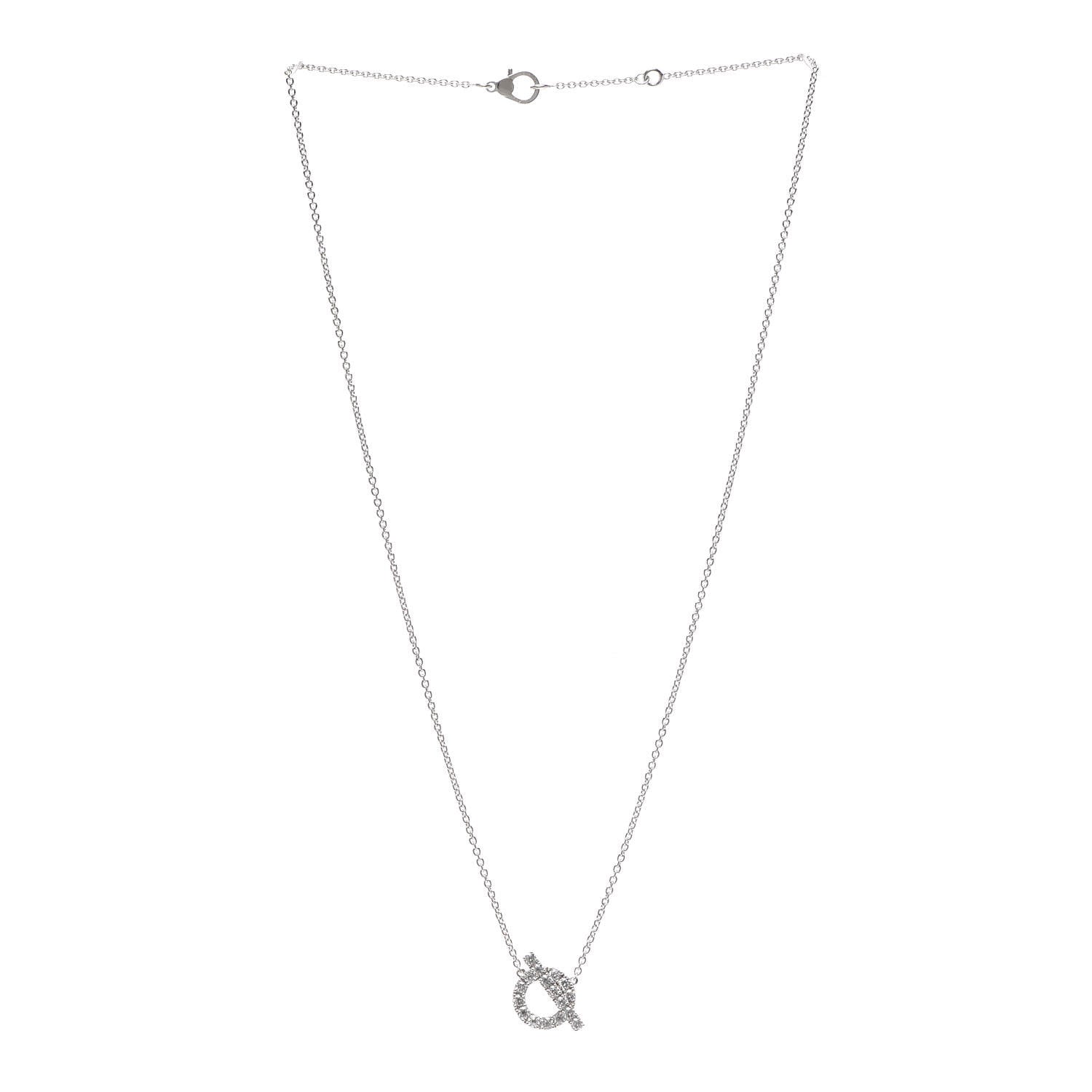 Hermes 18K White Gold Diamond Finesse Pendant Necklace 3 of 5