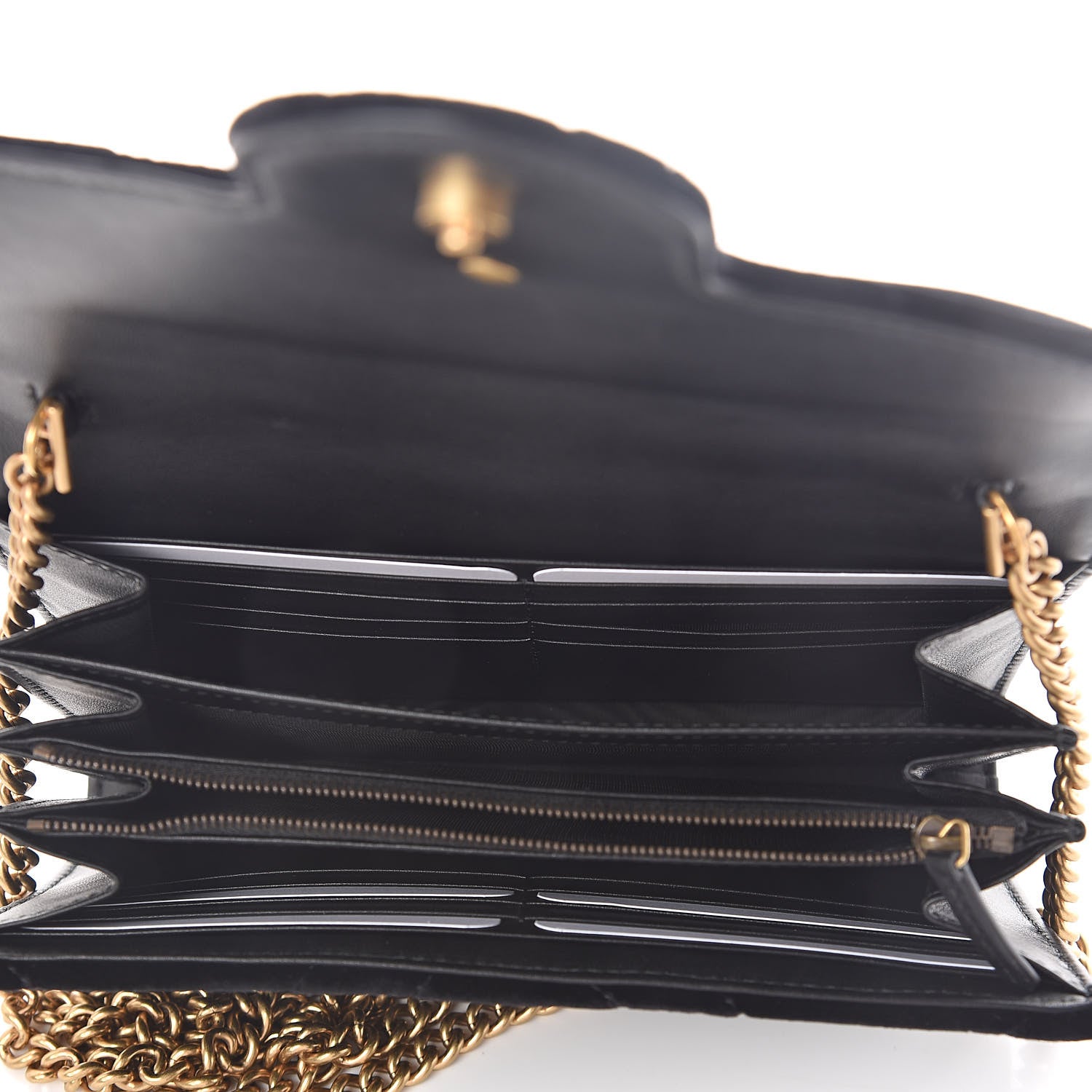 Gucci Velvet Matelasse GG Marmont Chain Wallet Black 5 of 10