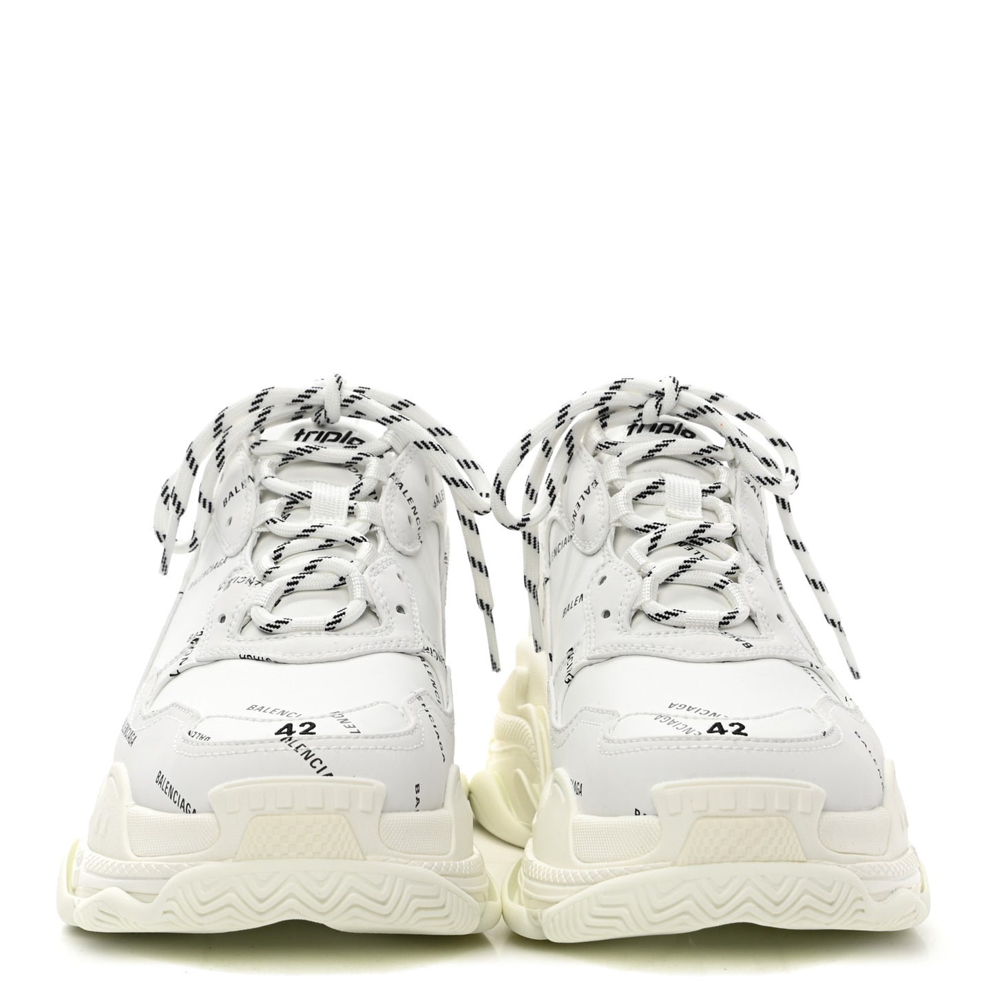 Technical Fabric Allover Logo Mens Triple S Sneakers 42 White Black