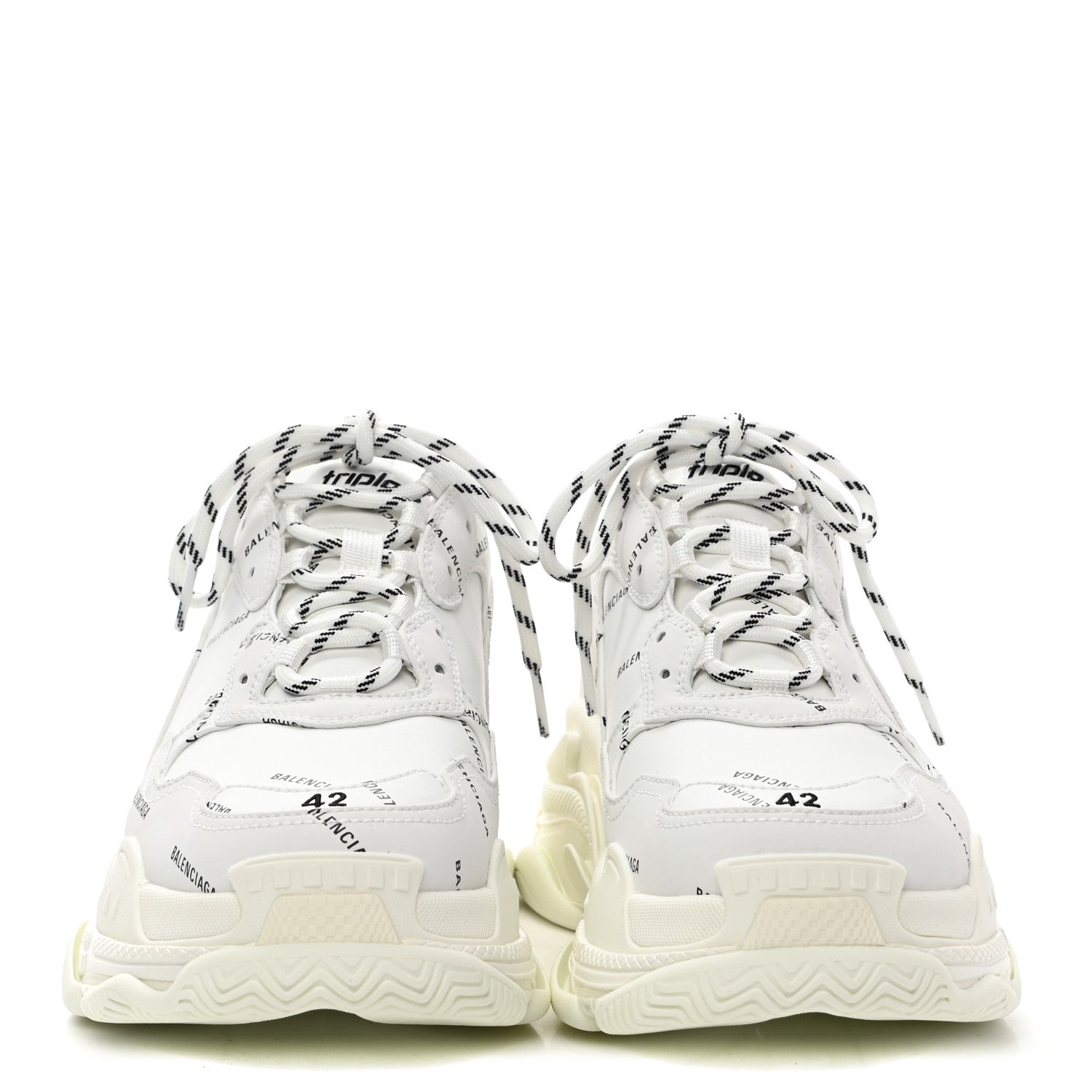 Balenciaga Technical Fabric Allover Logo Mens Triple S Sneakers 42 White Black 2 of 9