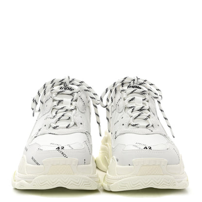 Balenciaga Technical Fabric Allover Logo Mens Triple S Sneakers 42 White Black 2 of 9