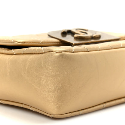 Chanel Metallic Aged Calfskin Quilted CC Square Flap Light Gold 9 of 11