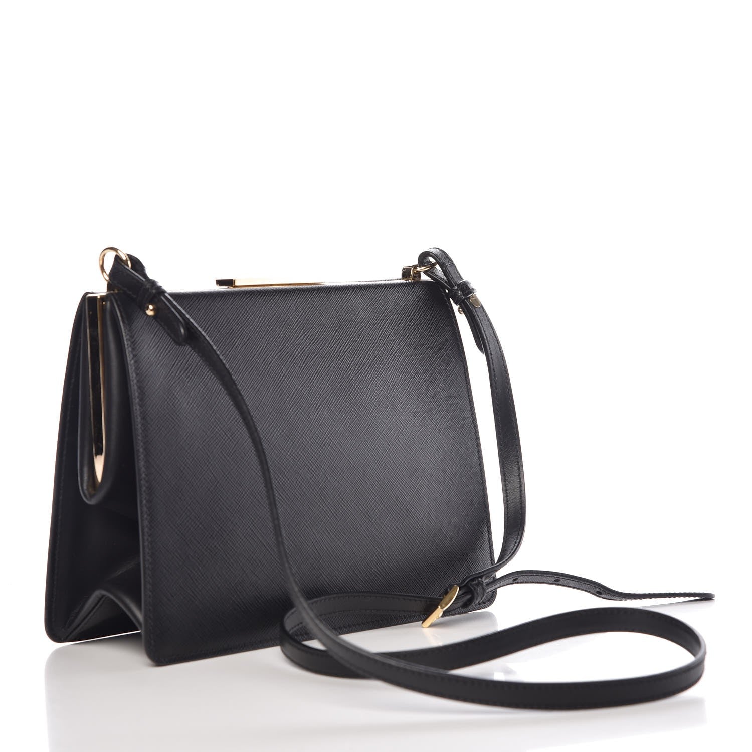 Prada Saffiano City Calf Light Frame Bag Black 3 of 7