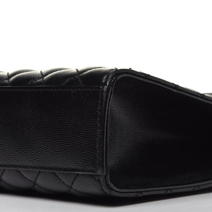 Saint Laurent Grain De Poudre Textured Mixed Matelasse Large Triquilt Monogram Monochrome Satchel Black 10 of 11