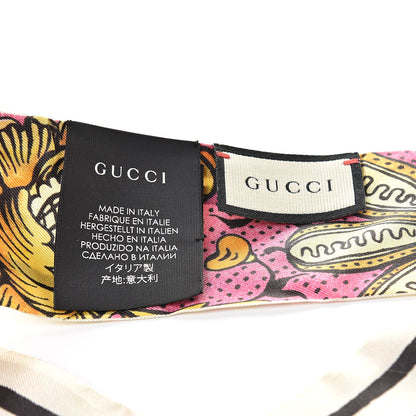 Gucci Silk Alsacienne Floral Print Skinny Scarf Pink 3 of 5