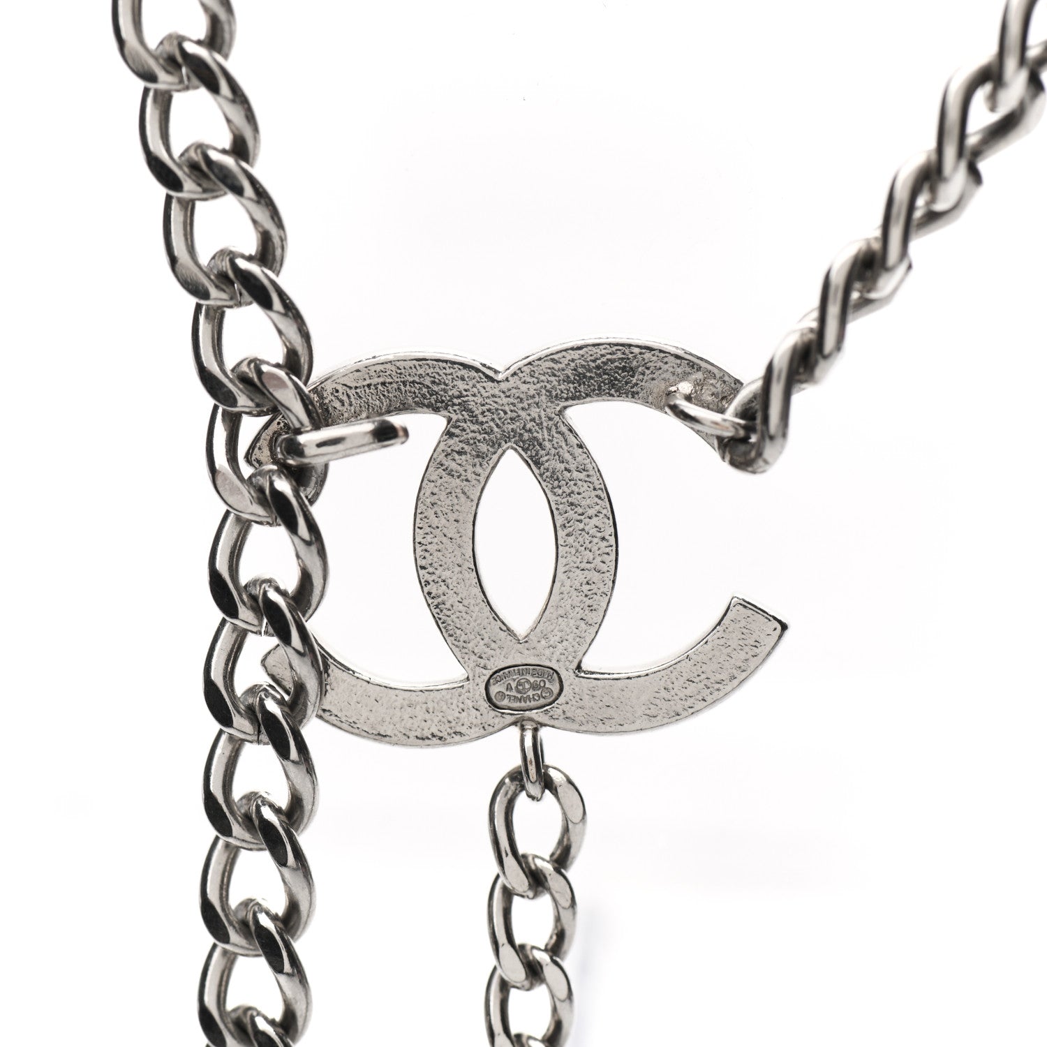 Chanel Enamel CC Chain Necklace Belt Silver Black 4 of 4