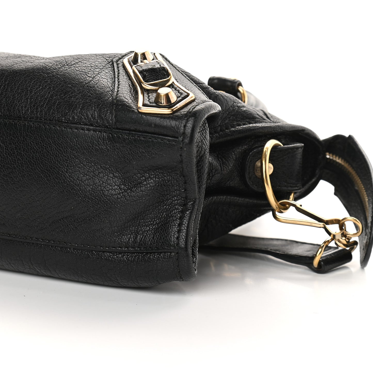 Chevre Gold Metallic Edge Hardware Mini City Black