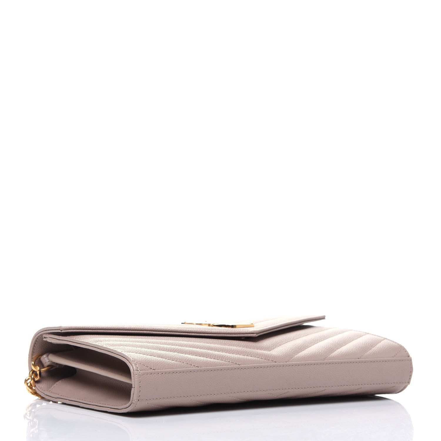 Saint Laurent Grain De Poudre Matelasse Chevron Monogram Chain Wallet Rose Antic 4 of 18