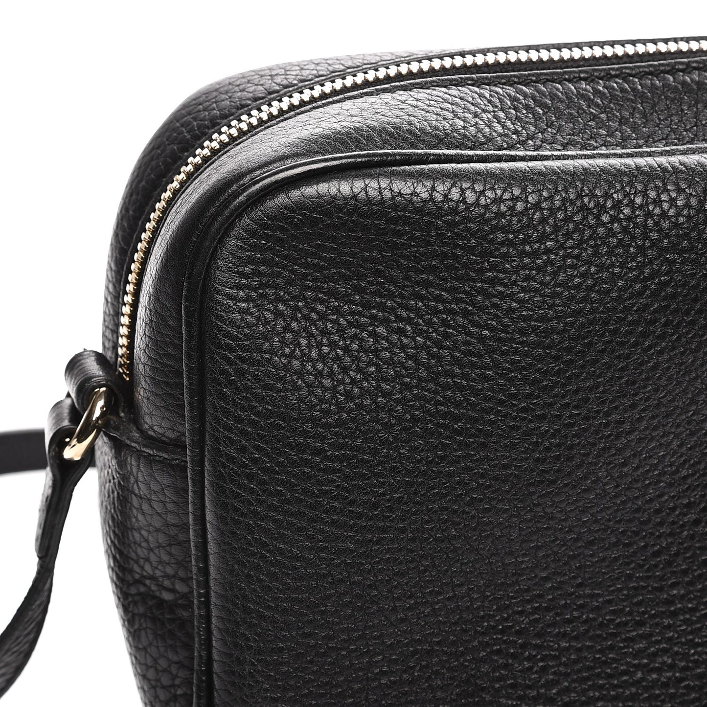 Pebbled Calfskin Small Soho Disco Bag Black