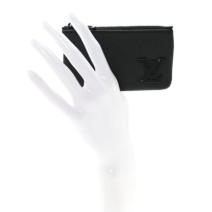 Louis Vuitton Grained Calfskin Aerogram Key Pouch Black 2 of 9