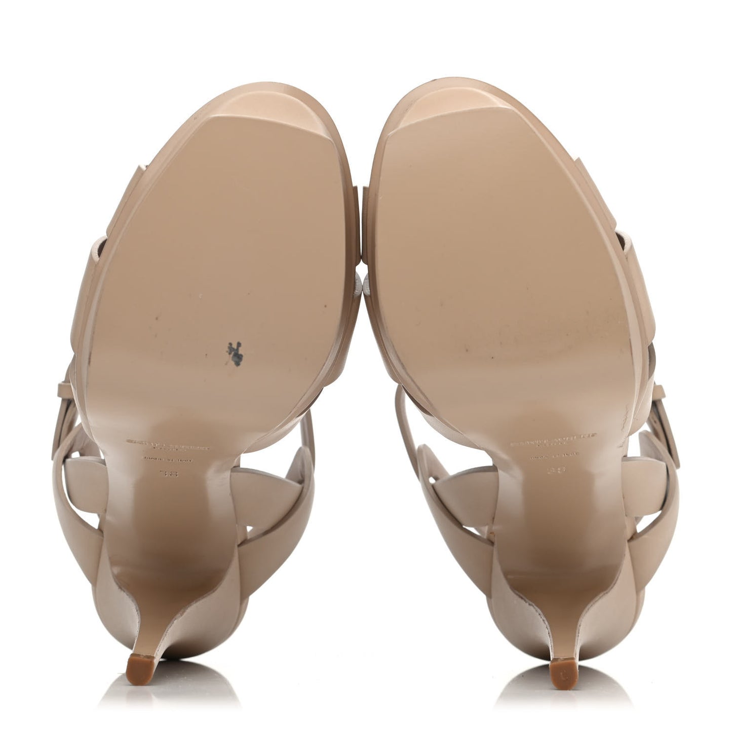 Calfskin Tribute 105 Platform Sandals 38 Nude Powder