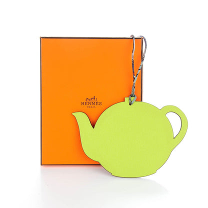 Hermes Togo Epsom Petit H Teapot Bag Charm GM Brique Kiwi 4 of 4