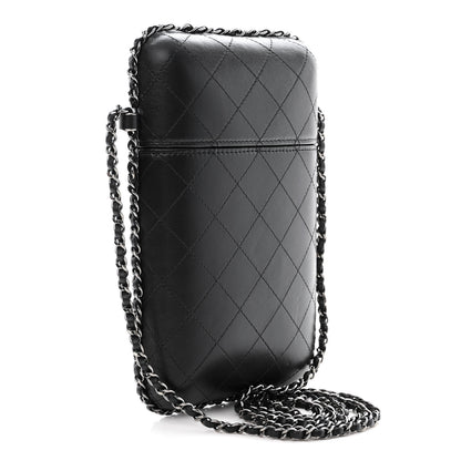 Chanel Lambskin Quilted Chain Around Phone Holder Black 3 of 11