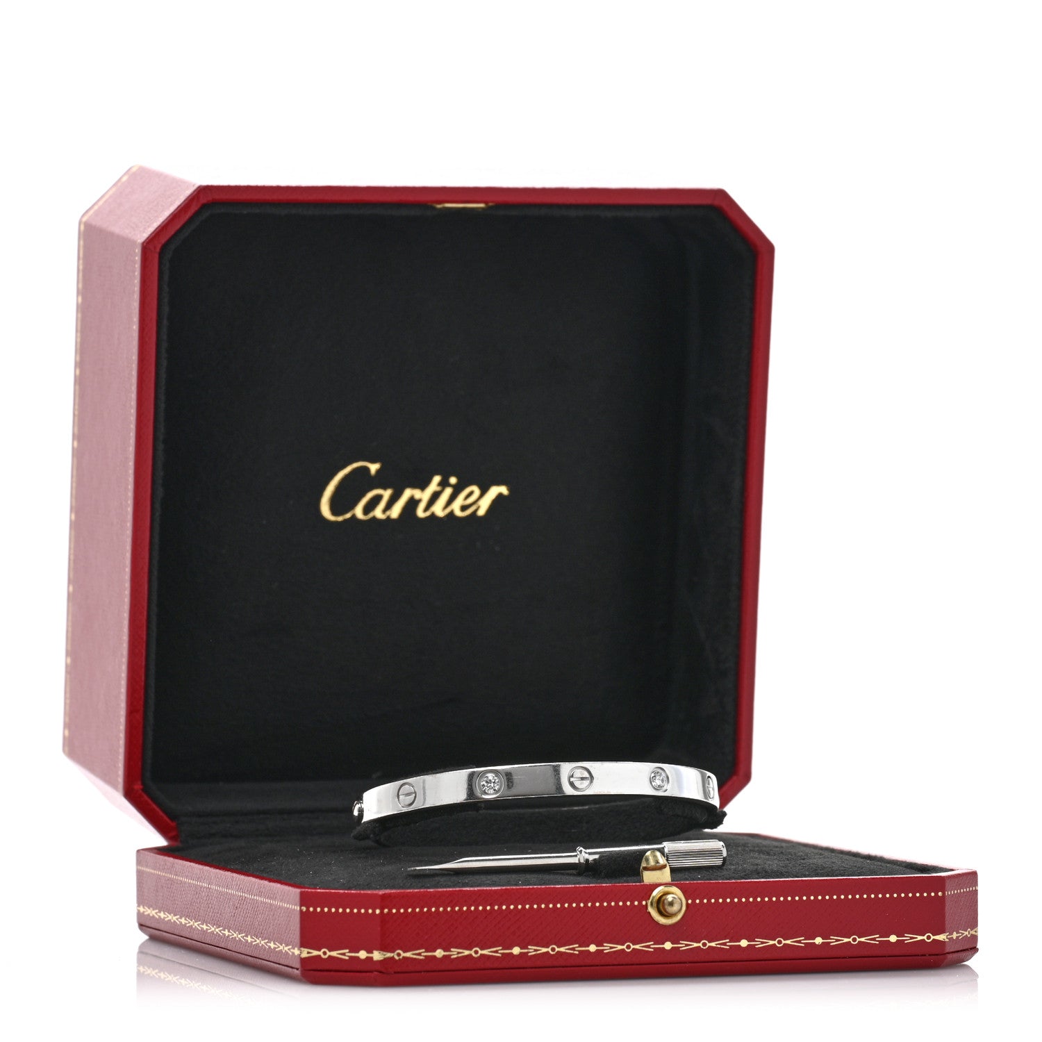 Cartier 18K White Gold 4 Diamond Love Bracelet 17 7 of 7
