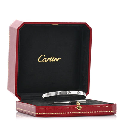 Cartier 18K White Gold 4 Diamond Love Bracelet 17 7 of 7