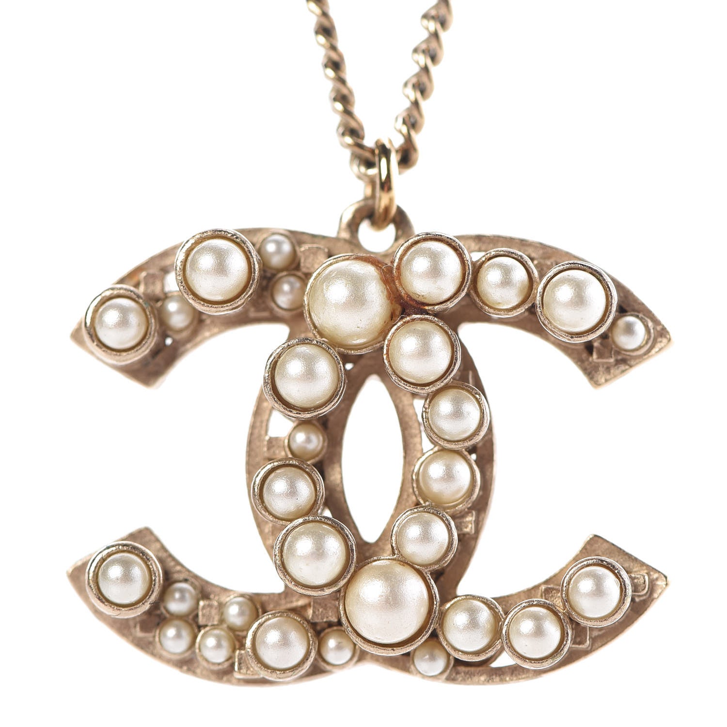 Chanel Pearl CC Pendant Necklace Gold 4 of 5