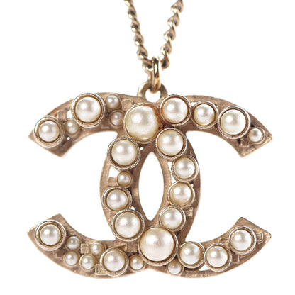 Chanel Pearl CC Pendant Necklace Gold 4 of 5