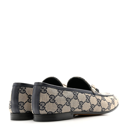 Gucci Monogram Malaga Kid Horsebit Womens Jordaan Loafers 36 Beige Blue 36 Beige Blue 5 of 13