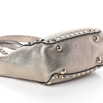 Valentino Garavani Metallic Alce Printed Calfskin Mini Rockstud Tote Sasso 7 of 8