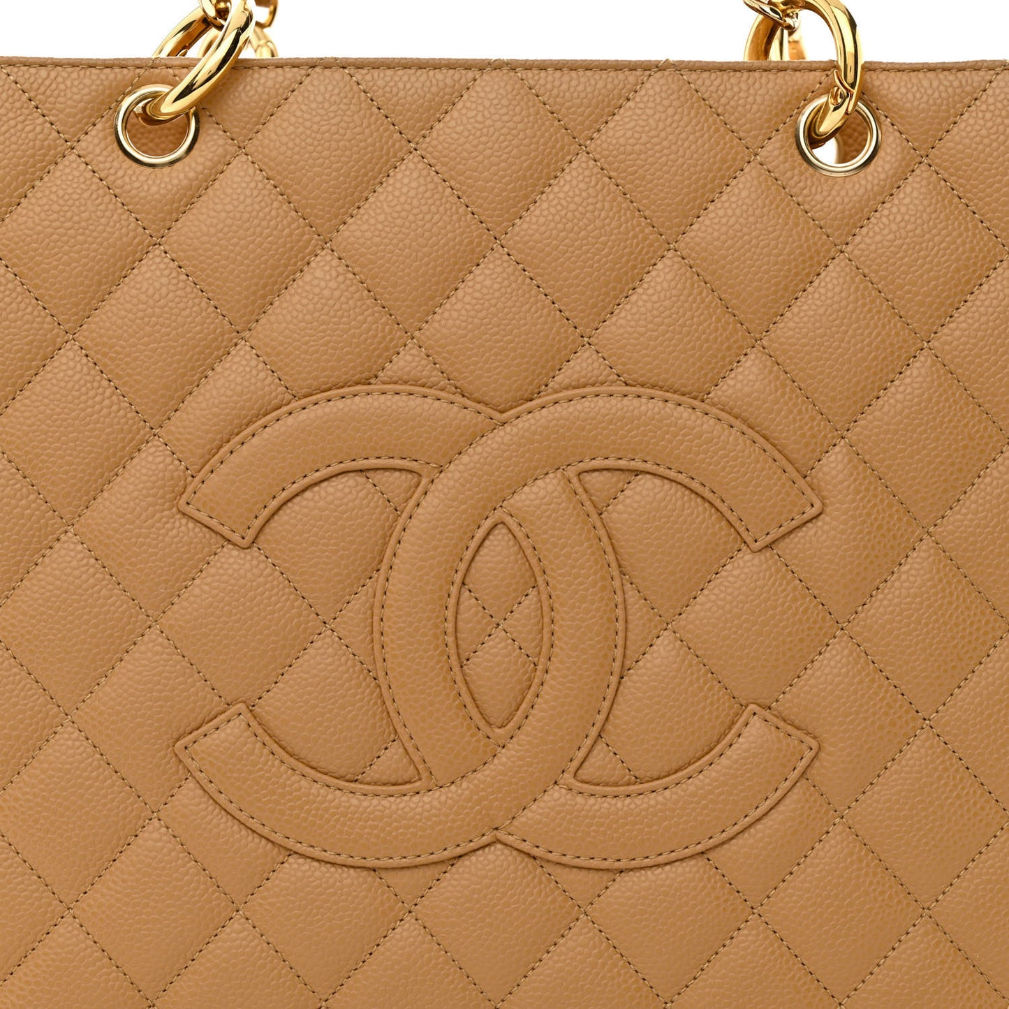 Caviar Quilted Grand Shopping Tote GST Dark Beige