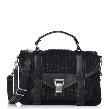 Proenza Schouler Lorma Tweed Lambskin Tiny PS1 Satchel Black 1 of 7