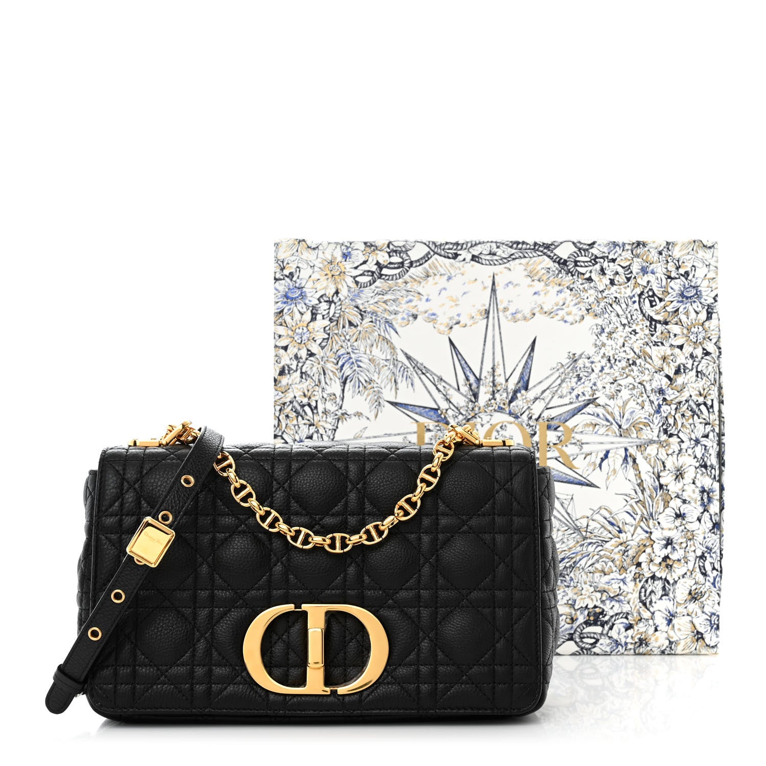 Christian Dior Calfskin Cannage Medium Caro Bag Black 11 of 11