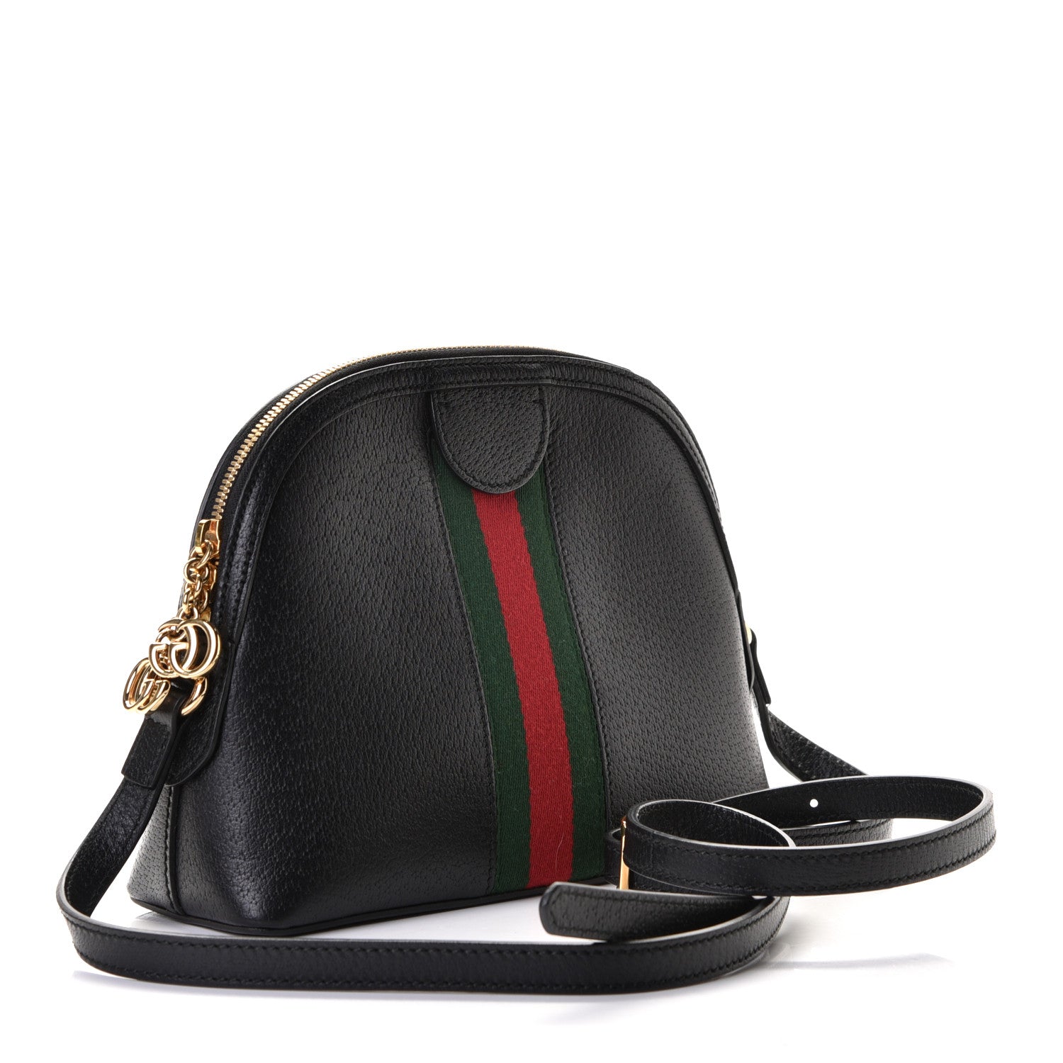 Gucci Calfskin GG Web Small Ophidia Dome Shoulder Bag Black 3 of 6