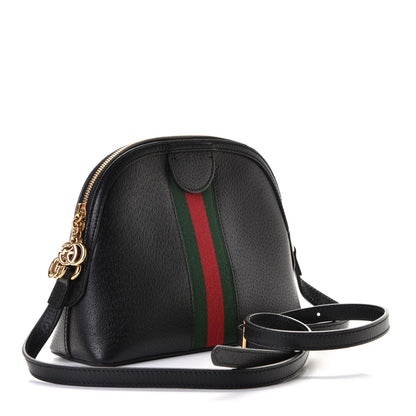Gucci Calfskin GG Web Small Ophidia Dome Shoulder Bag Black 3 of 6