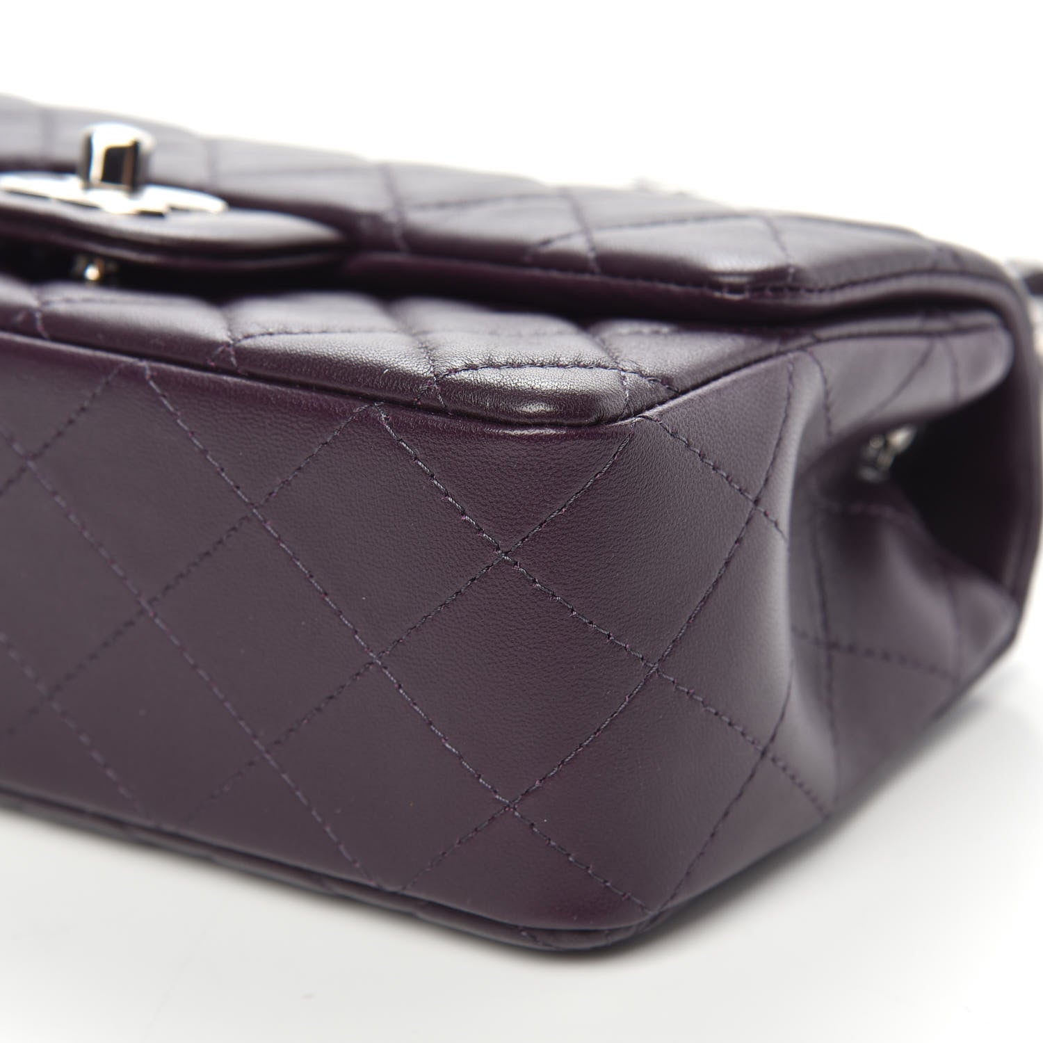 Chanel Lambskin Quilted Mini Rectangular Flap Dark Purple 9 of 12