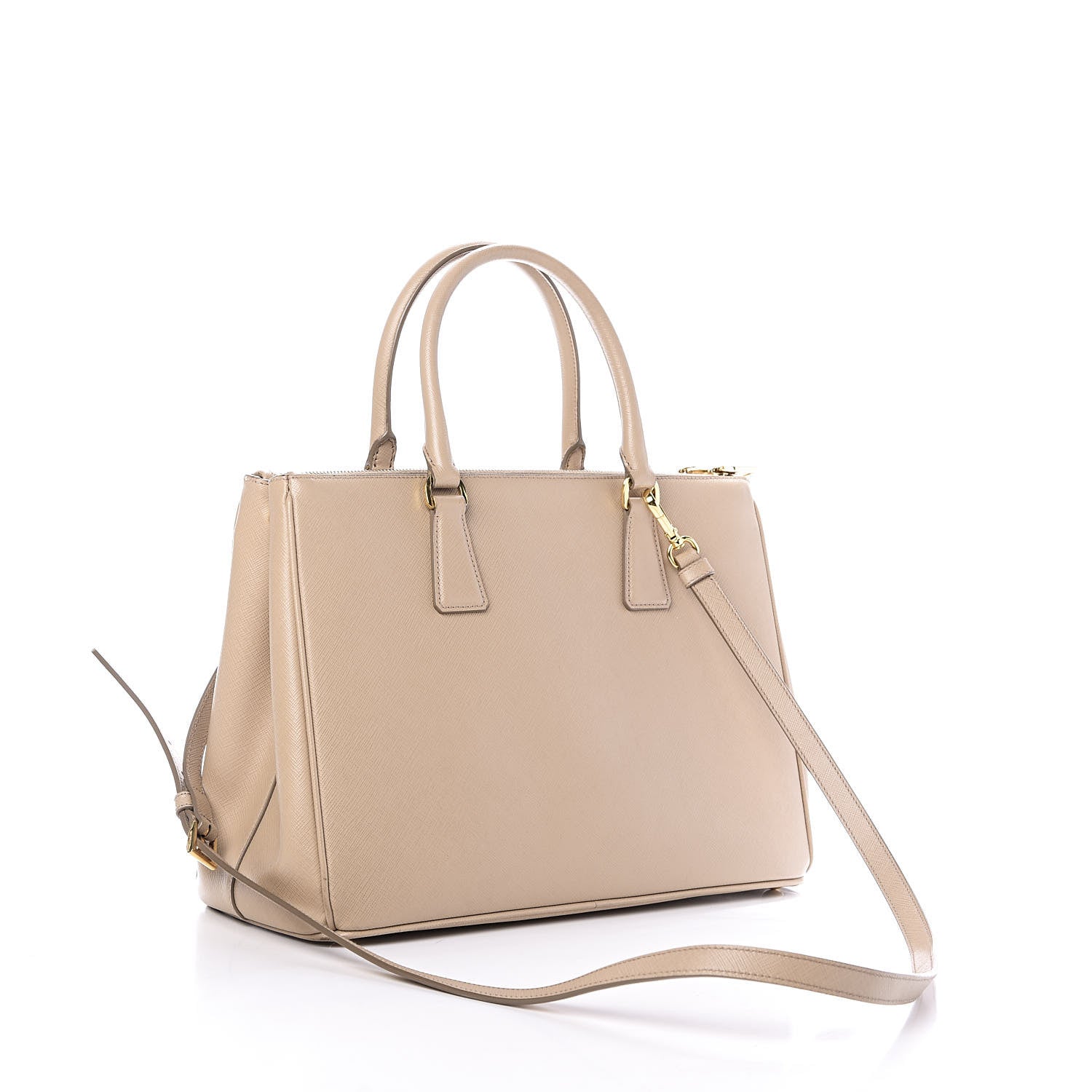 Prada Saffiano Lux Galleria Front Pocket Tote Cammeo Caramel