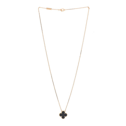 Van Cleef & Arpels 18K Yellow Gold Black Onyx Vintage Alhambra Pendant Necklace 3 of 7